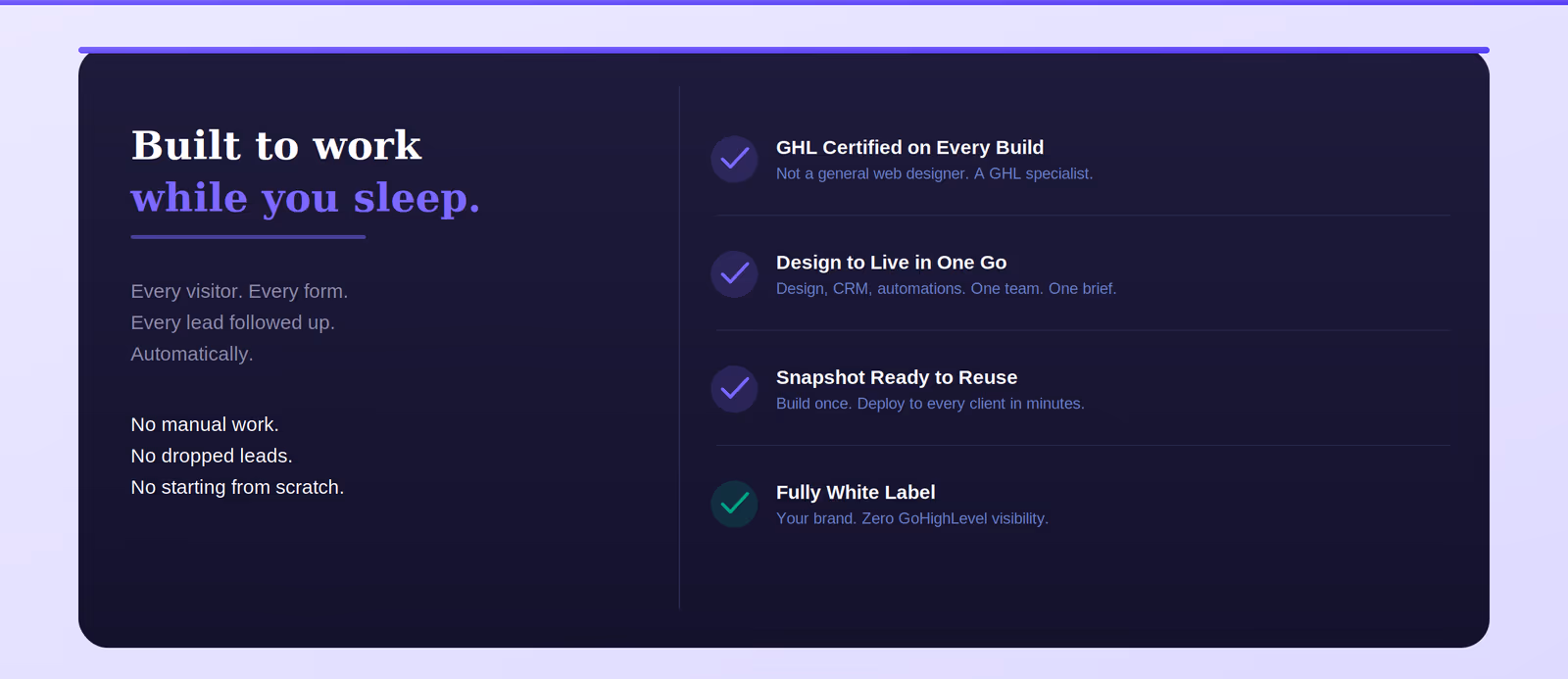 built-to-work-while-you-sleep-gohighlevel-automation-features-including-certified-builds-design-to-live-snapshot-templates-and-white-label-services